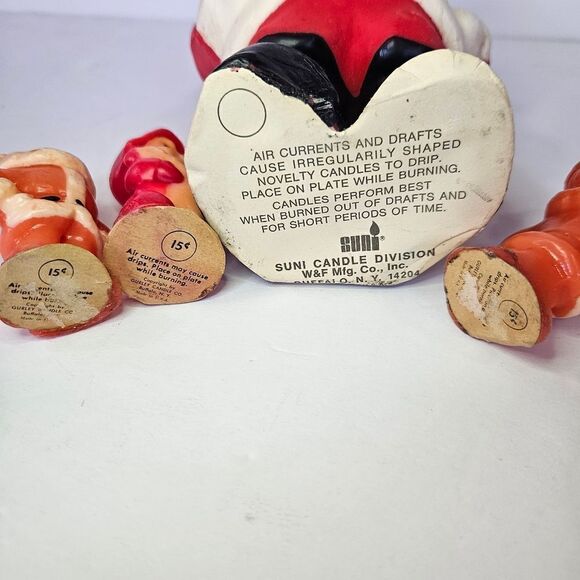 Set of 4 Vintage Hand Dipped Gurley & Suni Santa Elf Novelty Holiday Candles - Picture 5 of 11